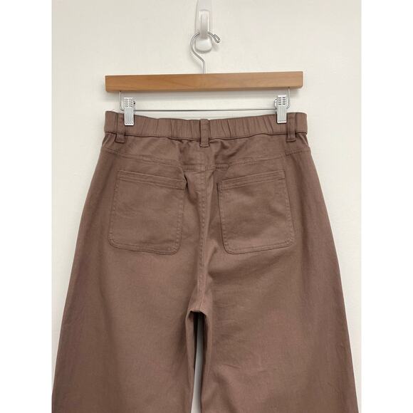 PACT Organic Stretch Elastic Twill Wide Leg Patch Pockets Pant Deep Taupe Medium - Picture 5 of 11